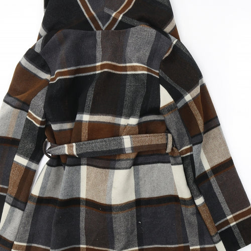 Chicwish Womens Multicoloured Geometric  Pea Coat Coat Size XS  Tie