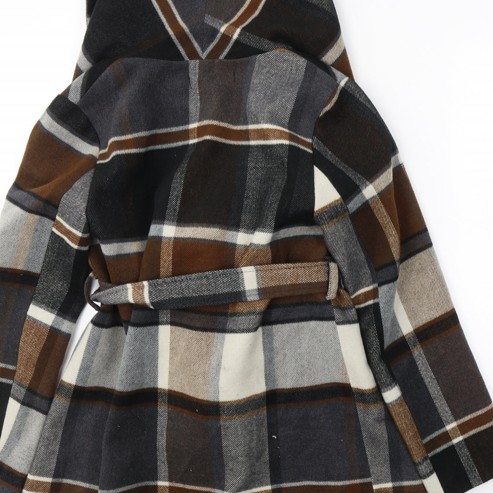 Chicwish Womens Multicoloured Geometric  Pea Coat Coat Size XS  Tie