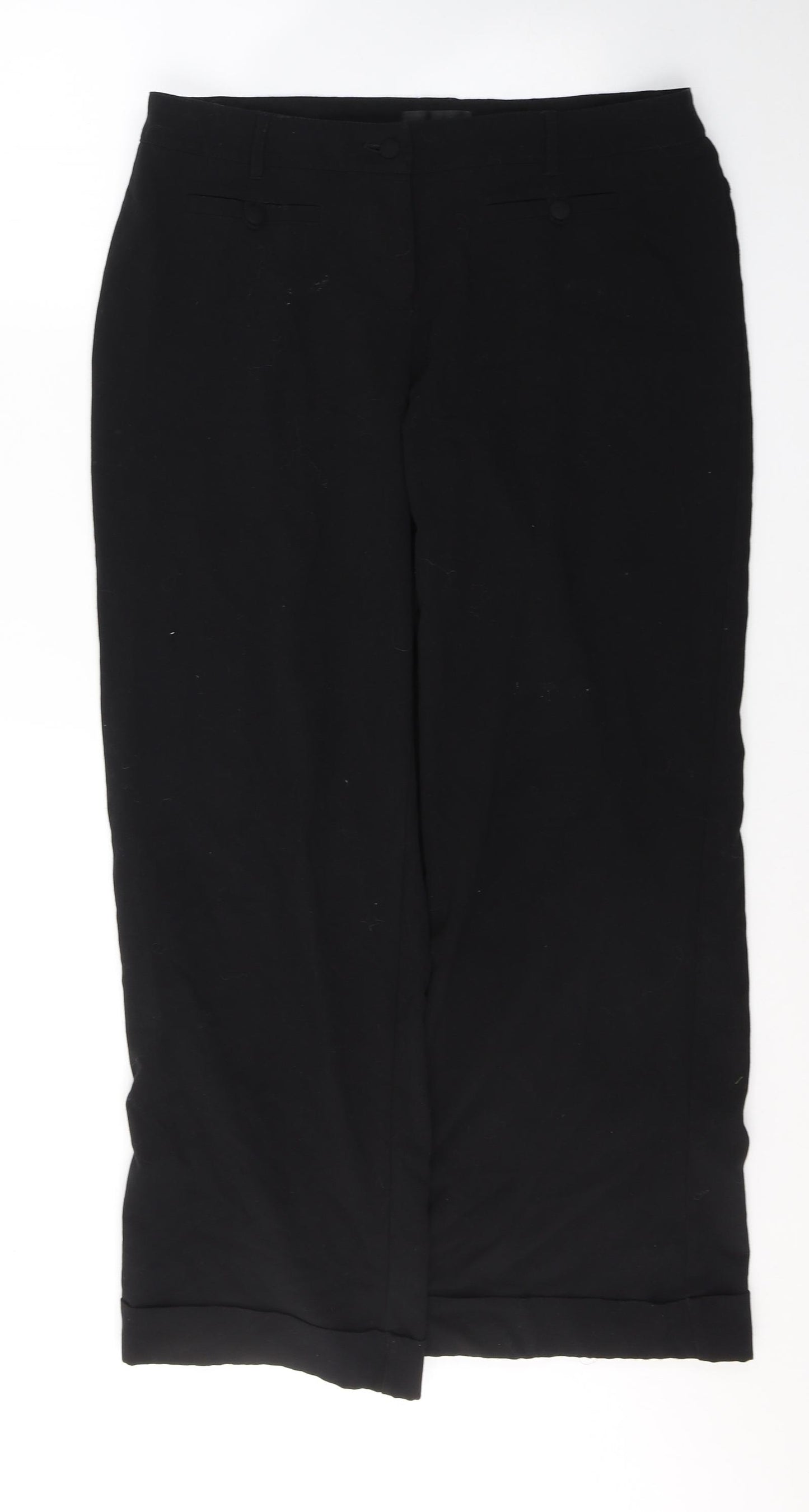 Papaya Womens Black  Polyester Trousers  Size 14 L28 in Regular Button
