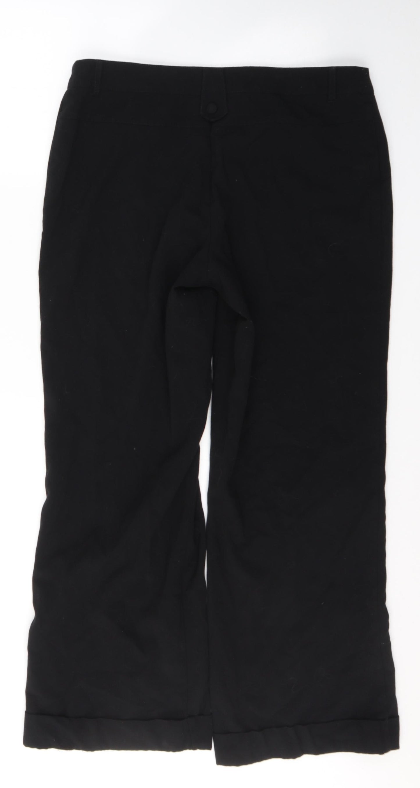 Papaya Womens Black  Polyester Trousers  Size 14 L28 in Regular Button