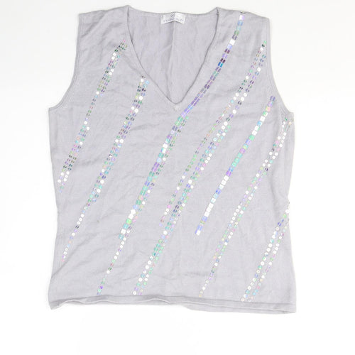 Essentials Womens Purple  Viscose Jersey Tank Size 14 Round Neck