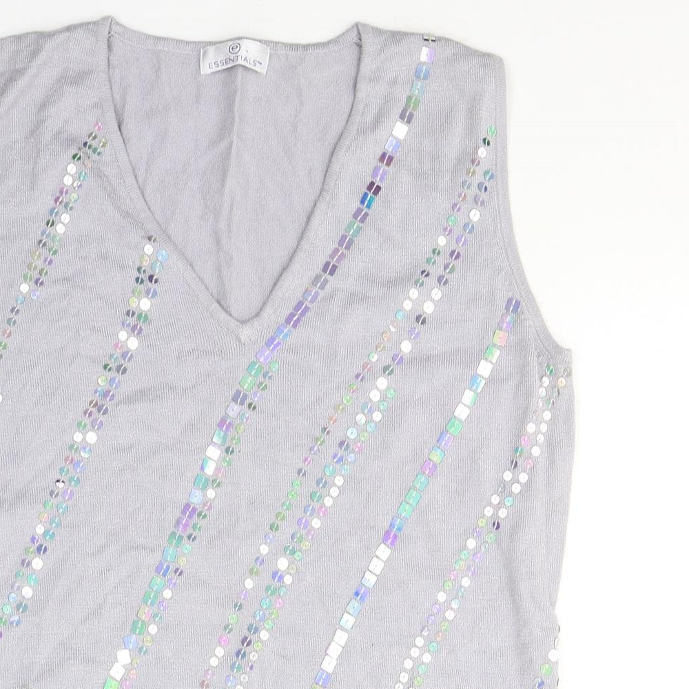 Essentials Womens Purple  Viscose Jersey Tank Size 14 Round Neck