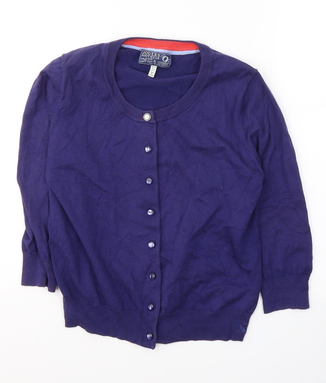Jules Womens Purple Round Neck  Cotton Cardigan Jumper Size 10
