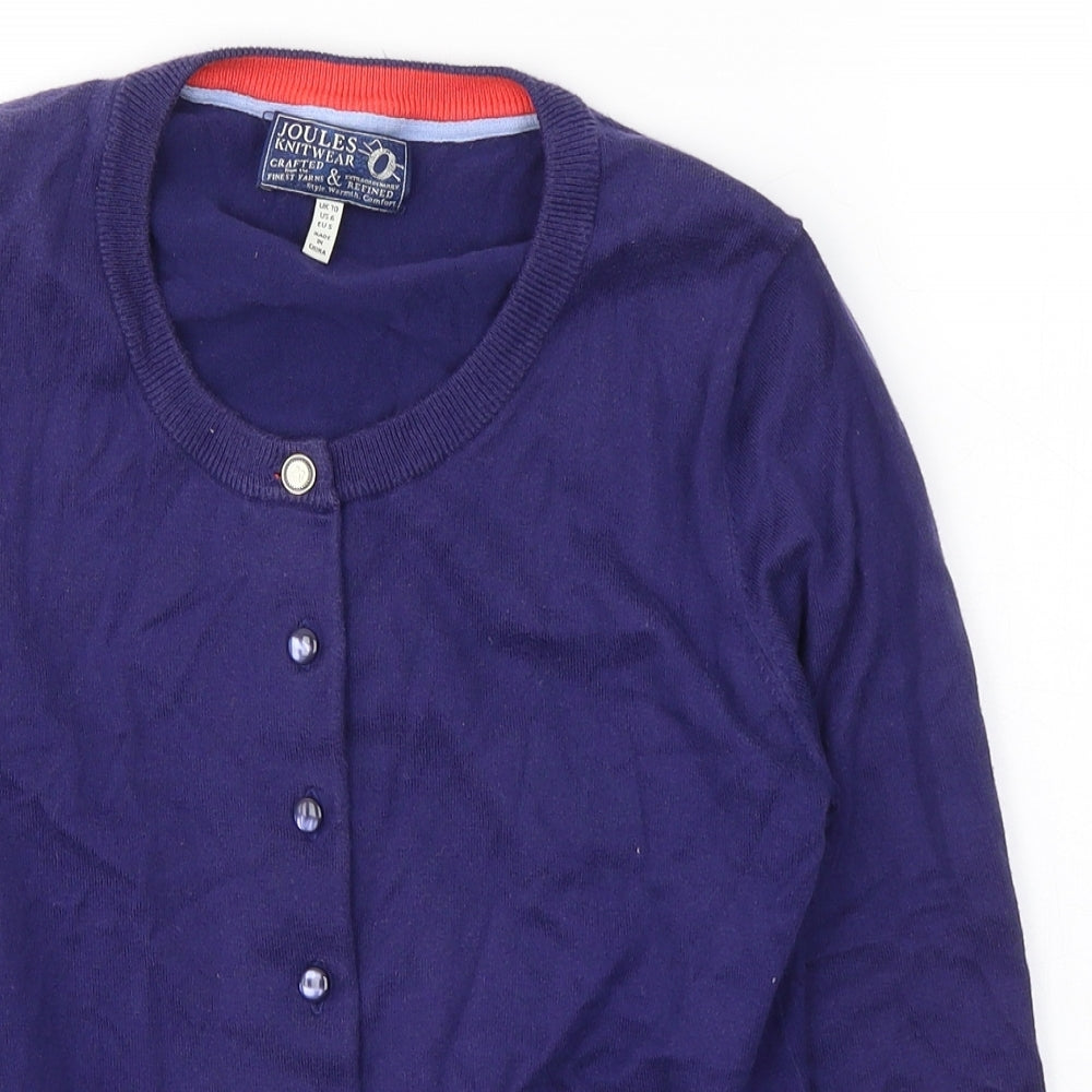 Jules Womens Purple Round Neck  Cotton Cardigan Jumper Size 10