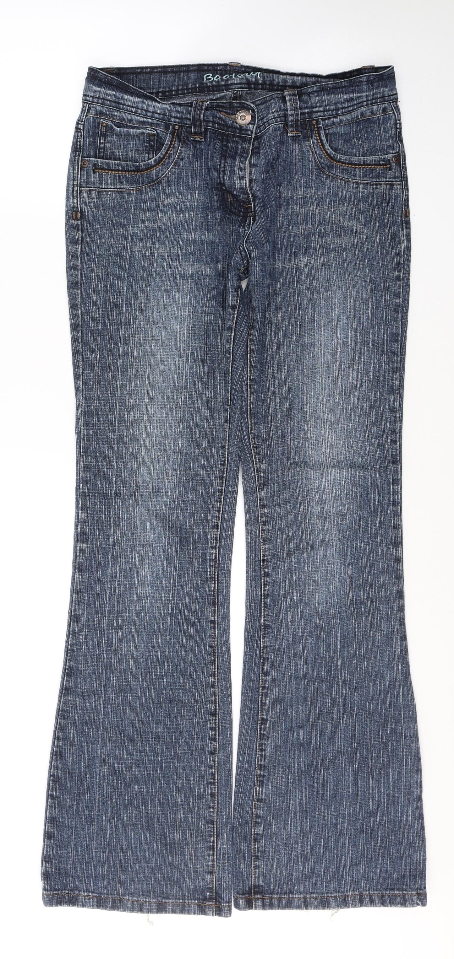 NEXT Womens Blue  Cotton Flared Jeans Size 10 L33 in Regular Button