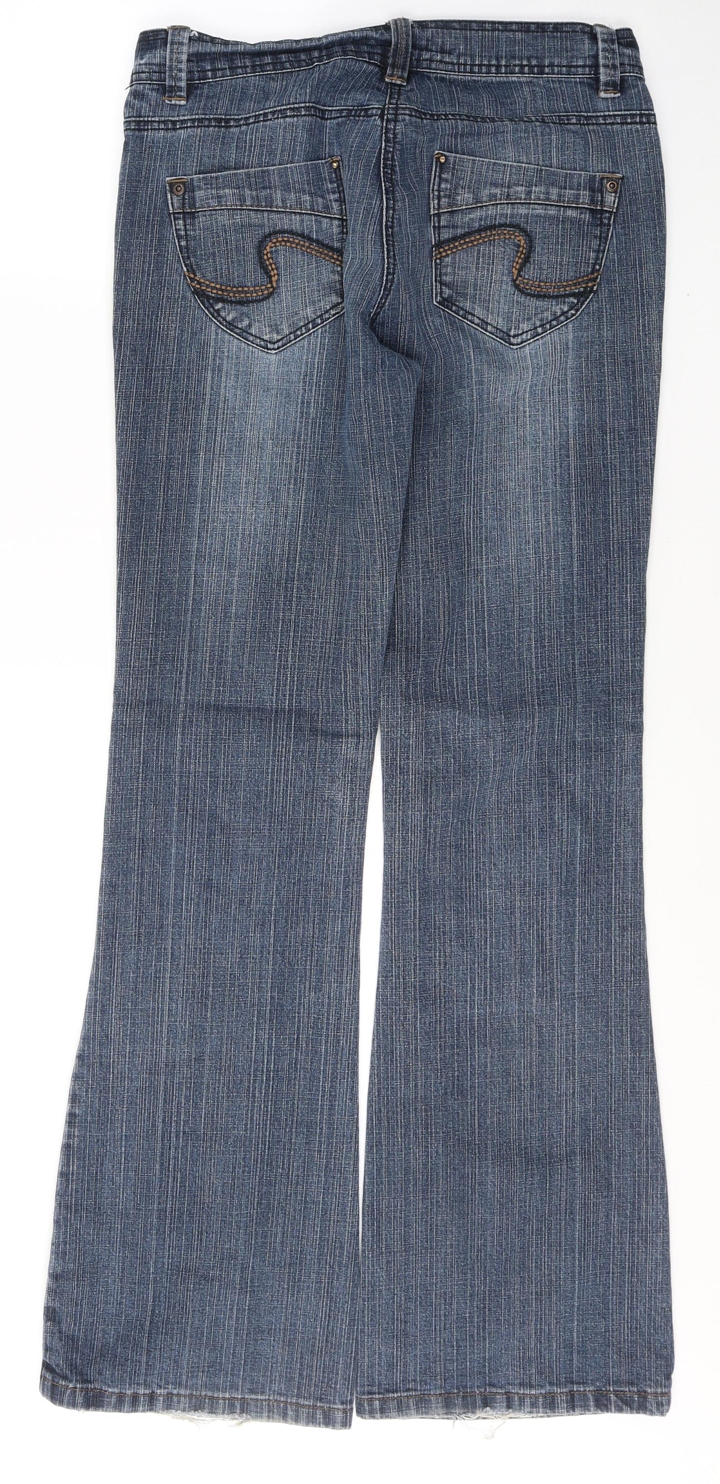 NEXT Womens Blue  Cotton Flared Jeans Size 10 L33 in Regular Button
