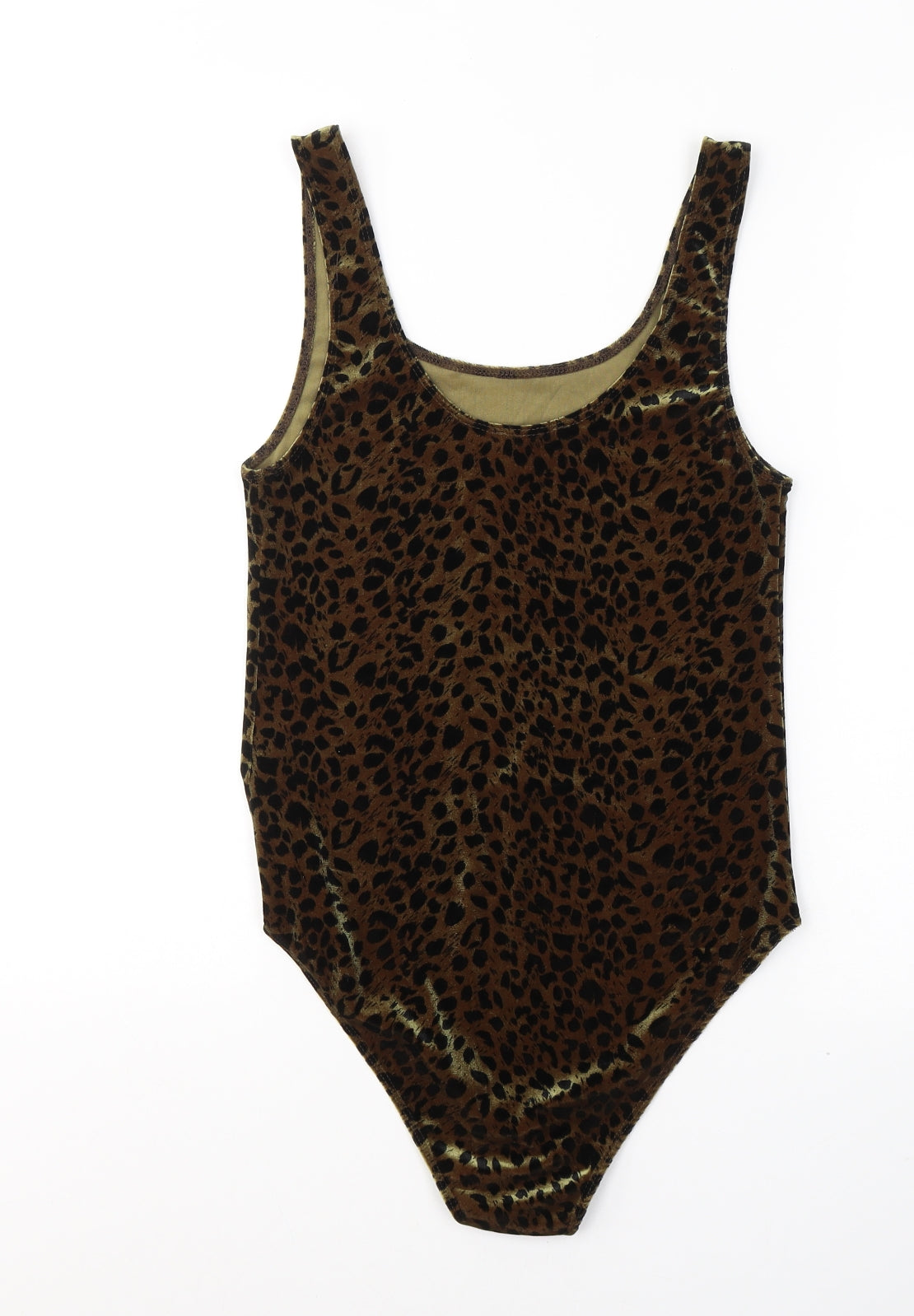 Topshop Womens Green Animal Print Polyester Bodysuit One-Piece Size 12  Button