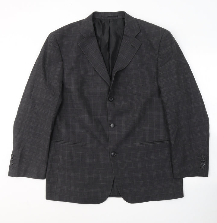 Taylor and Wright Mens Grey Striped Wool Jacket Suit Jacket Size L