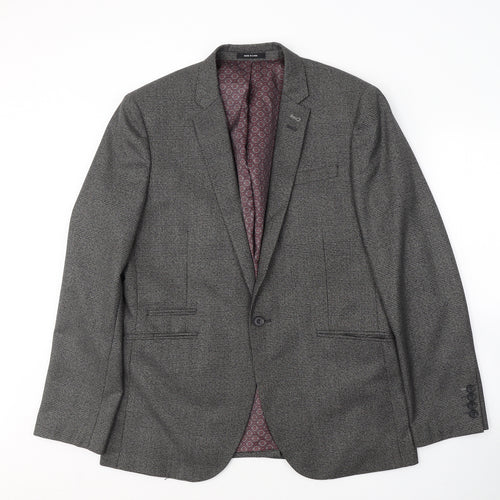 Cedar Wood State Mens Grey Plaid Polyester Jacket Suit Jacket Size L