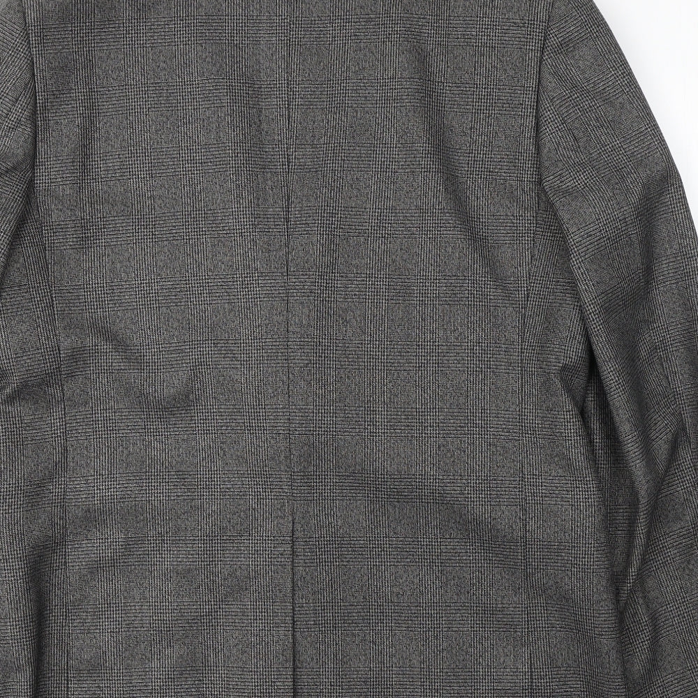 Cedar Wood State Mens Grey Plaid Polyester Jacket Suit Jacket Size L