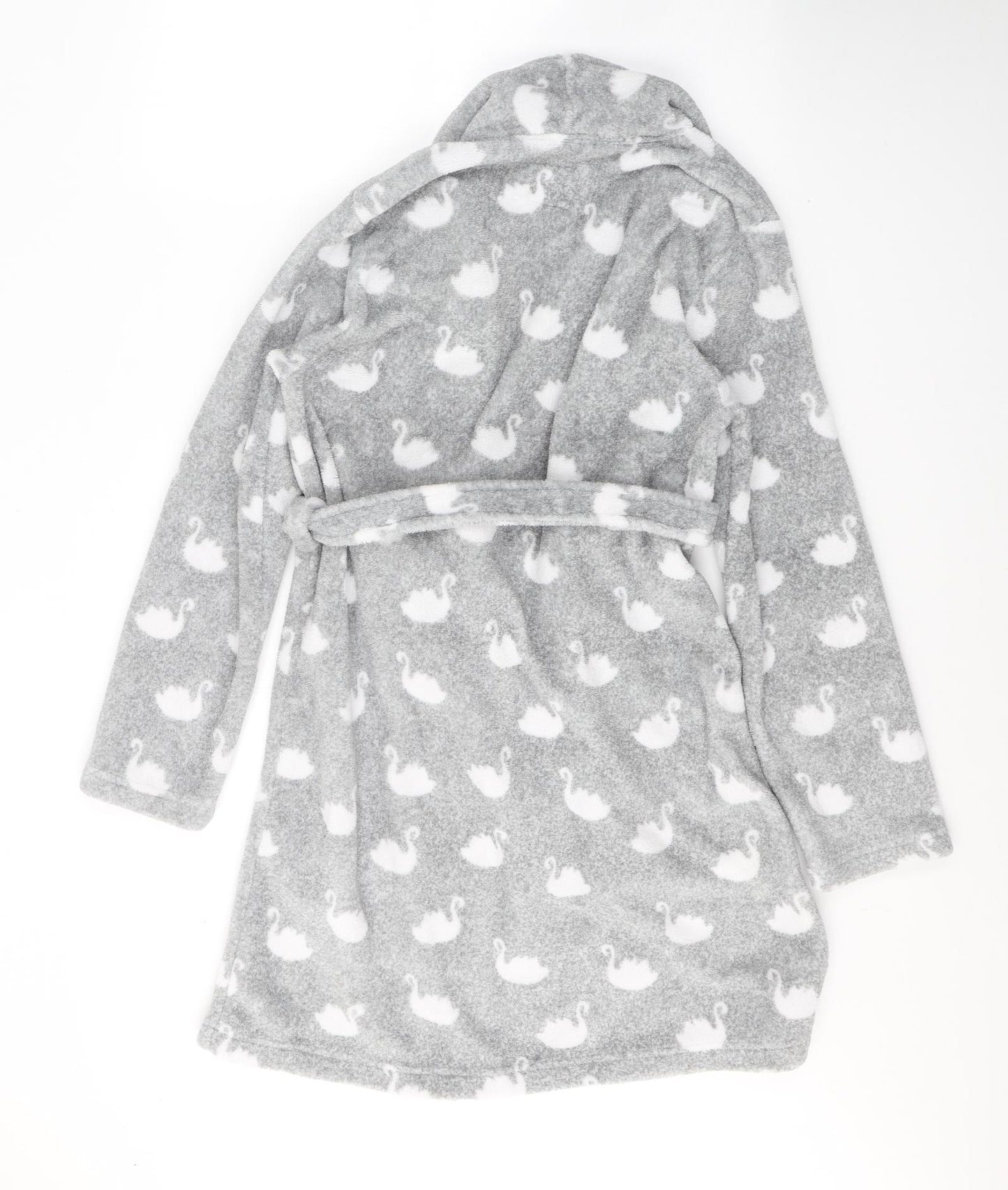 Primark Womens Grey  Polyester Kimono Gown Size 6  Tie - Swan Print