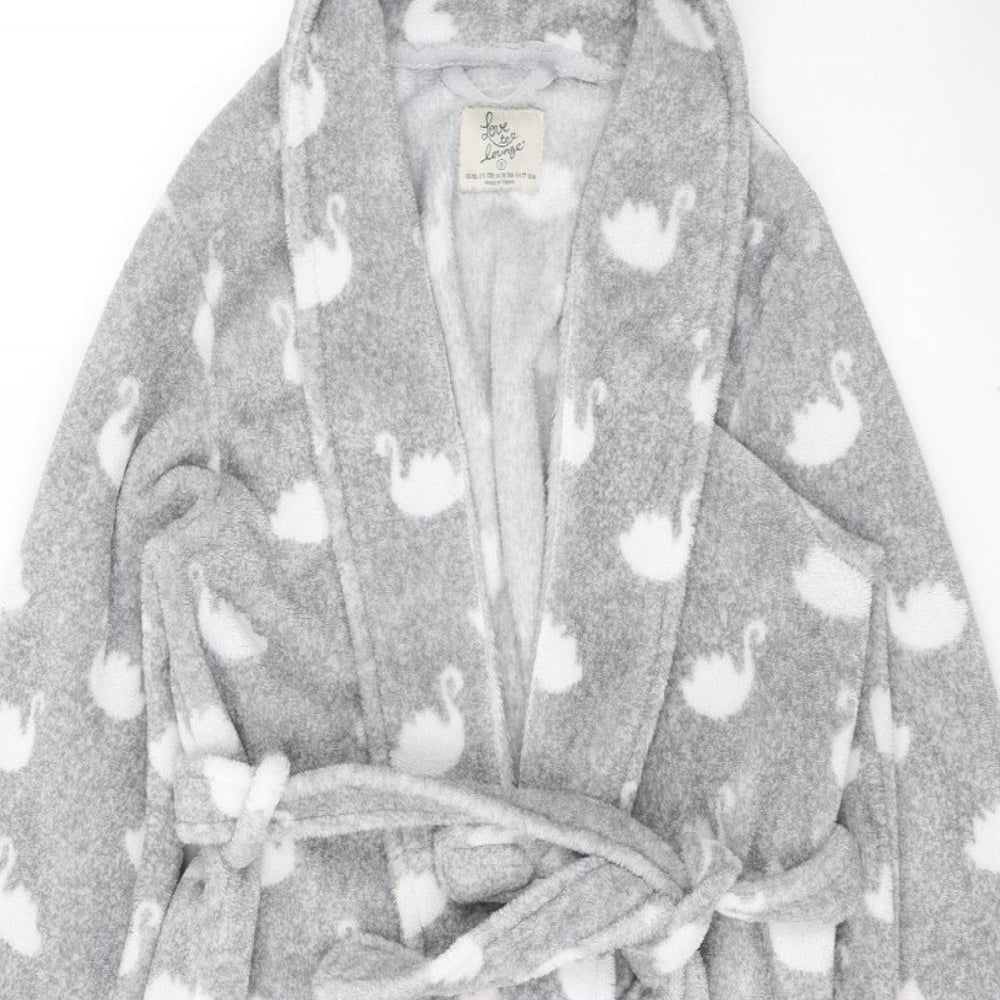 Primark Womens Grey  Polyester Kimono Gown Size 6  Tie - Swan Print