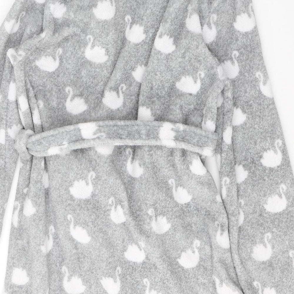 Primark Womens Grey  Polyester Kimono Gown Size 6  Tie - Swan Print