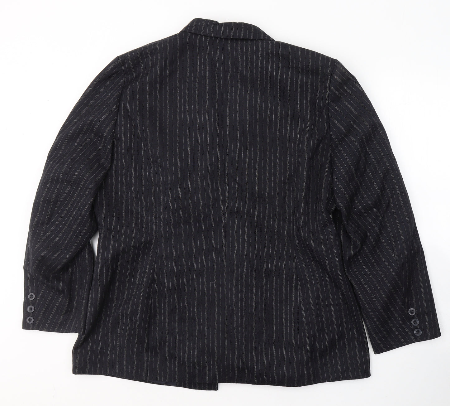 essence Womens Black Striped Polyester Jacket Suit Jacket Size 18