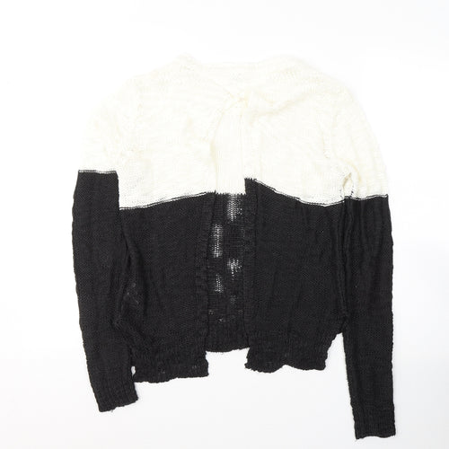 Jacky Mills Womens Black Round Neck  Acrylic Pullover Jumper Size M   - open back