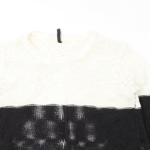 Jacky Mills Womens Black Round Neck  Acrylic Pullover Jumper Size M   - open back