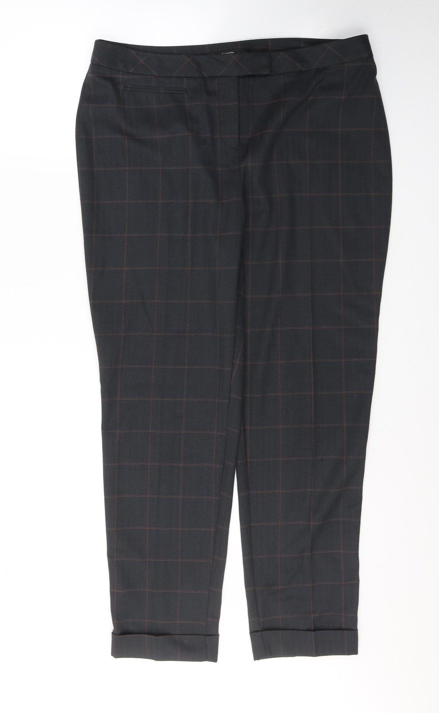 George Womens Black Plaid Polyester Trousers  Size 14 L28 in Regular Button
