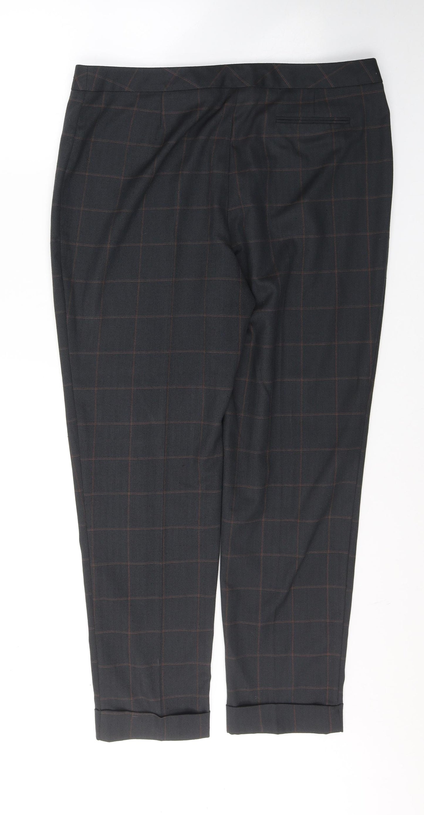 George Womens Black Plaid Polyester Trousers  Size 14 L28 in Regular Button