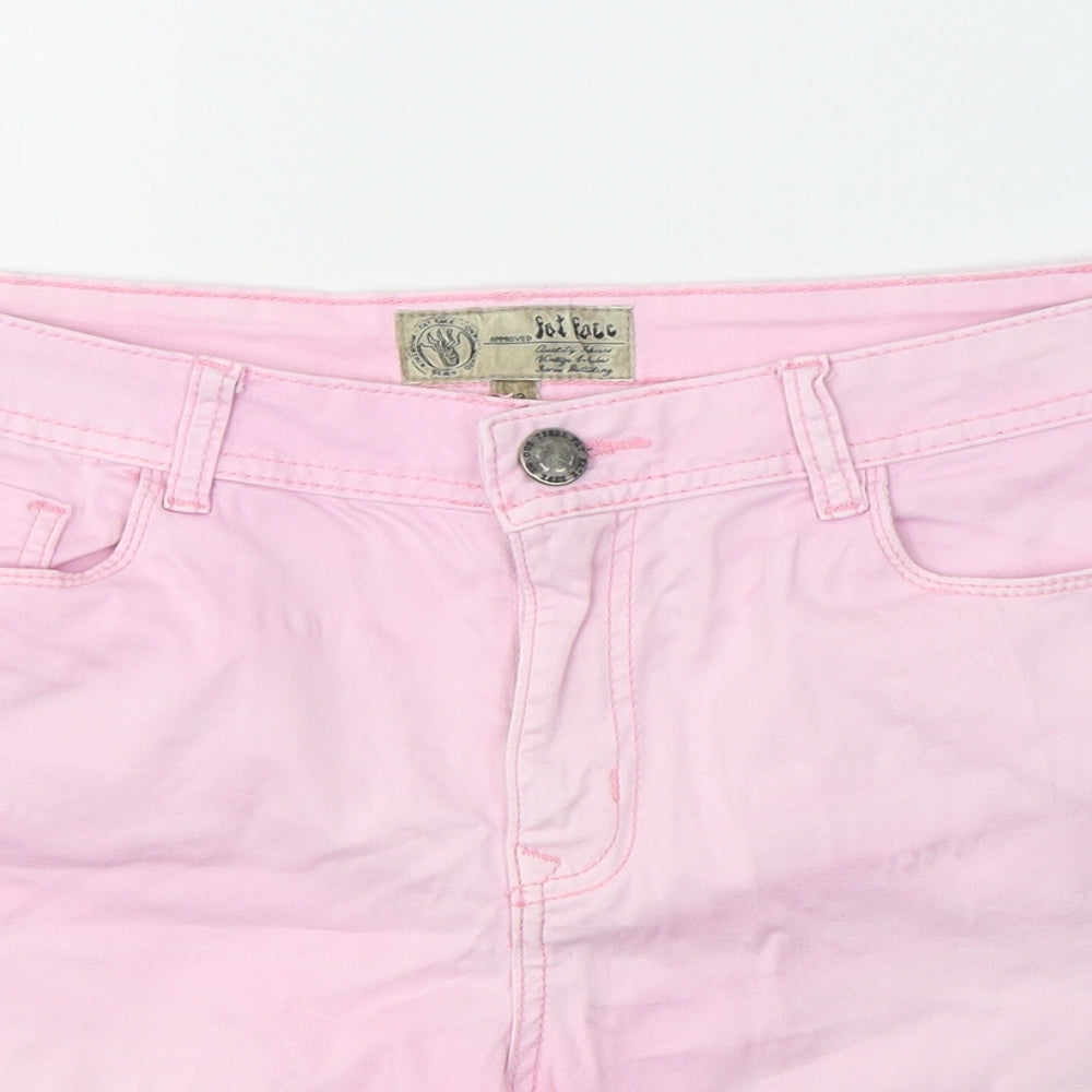 Fat Face Womens Pink  Cotton Bermuda Shorts Size 12 L6 in Regular Button
