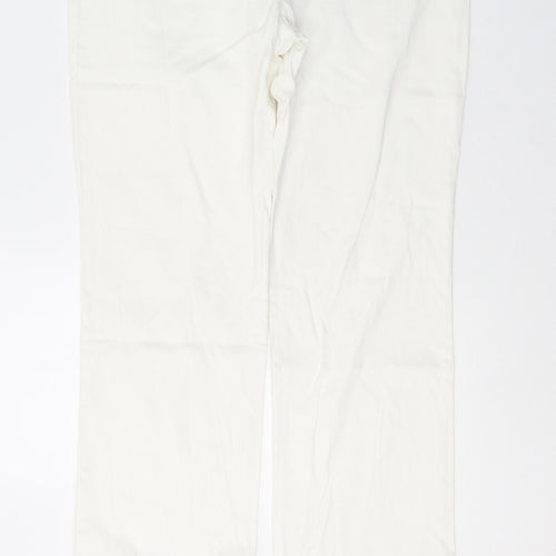 Zara Womens White  Cotton Straight Jeans Size 10 L33 in Slim Button