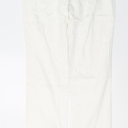 Zara Womens White  Cotton Straight Jeans Size 10 L33 in Slim Button