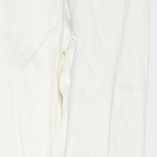 Zara Womens White  Cotton Straight Jeans Size 10 L33 in Slim Button