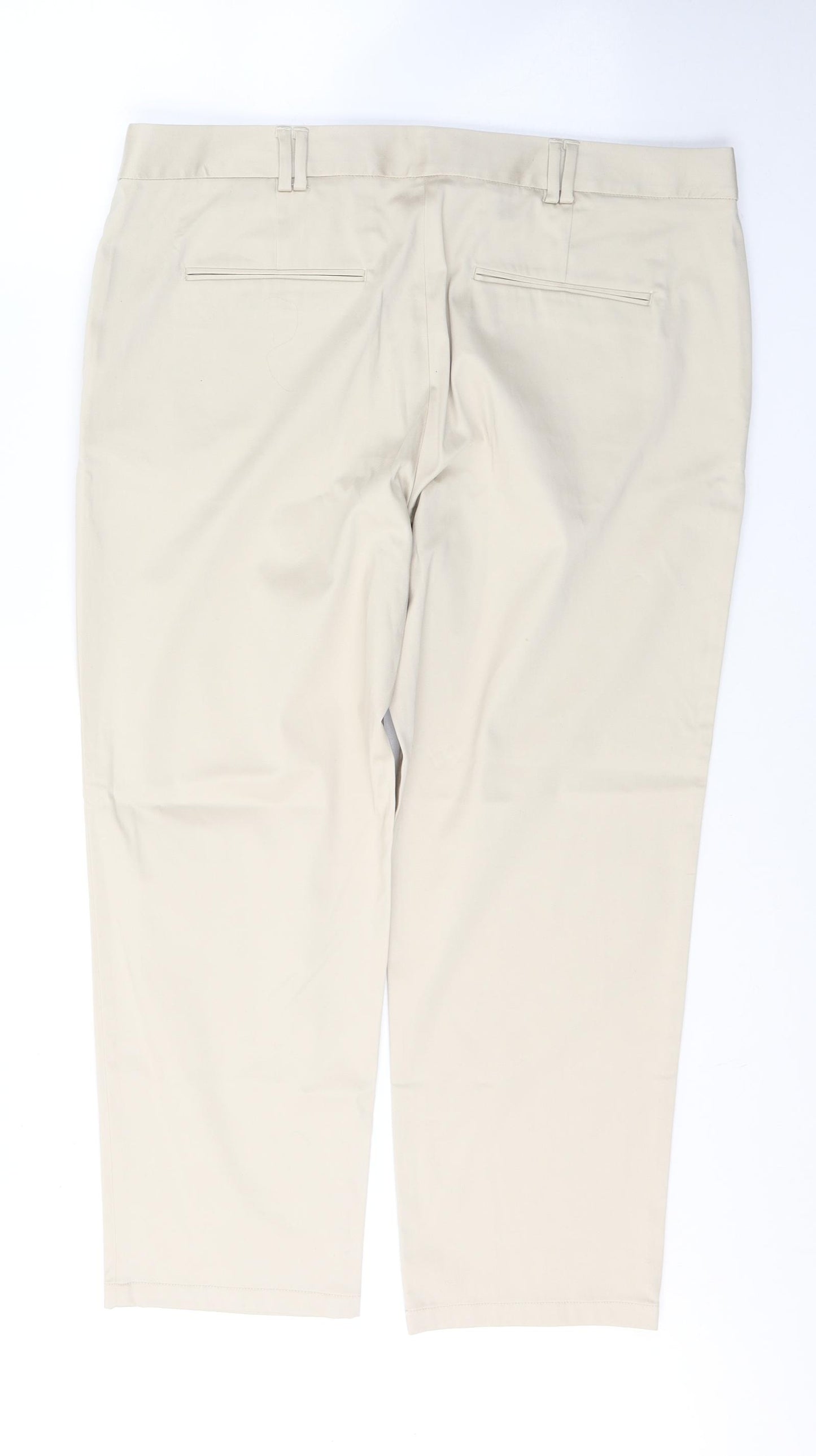 Marks and Spencer Womens Beige  Cotton Cropped Trousers Size 18 L27 in Regular Button