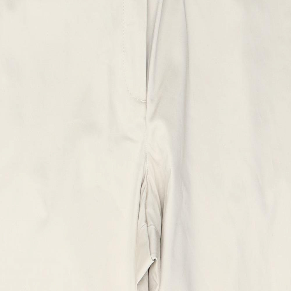 Marks and Spencer Womens Beige  Cotton Cropped Trousers Size 18 L27 in Regular Button