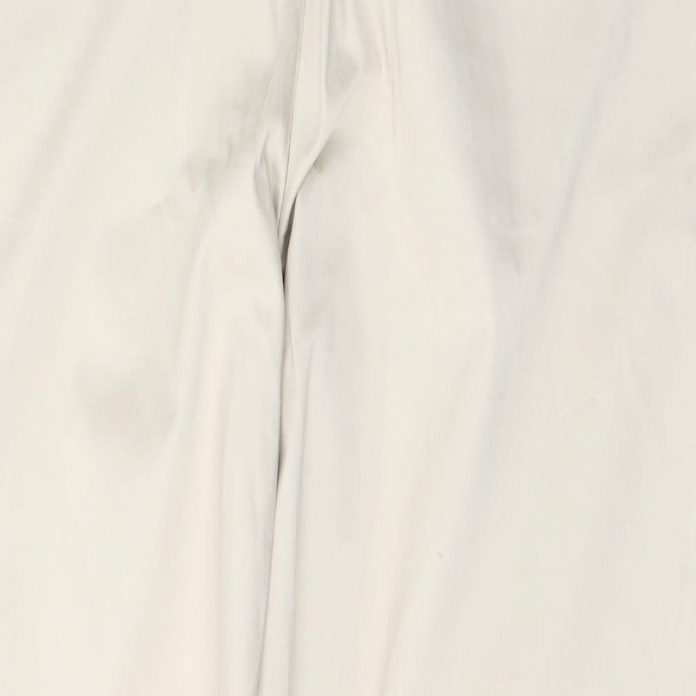 Marks and Spencer Womens Beige  Cotton Cropped Trousers Size 18 L27 in Regular Button