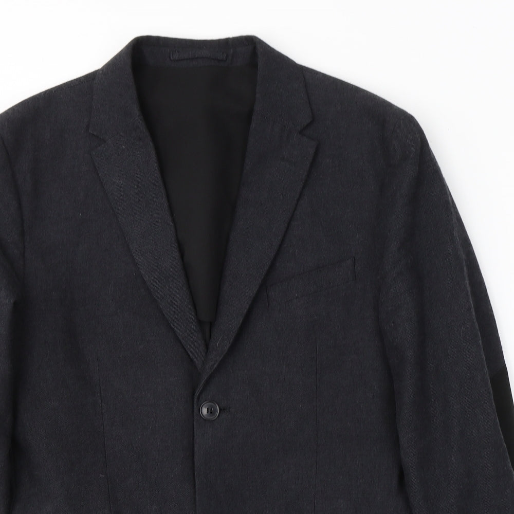 H&M Mens Black  Cotton Jacket Suit Jacket Size L