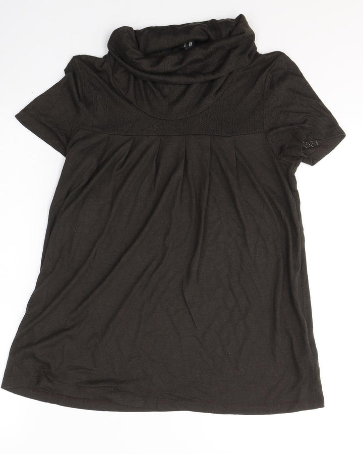 H&M Womens Brown  Viscose Jersey T-Shirt Size M Roll Neck