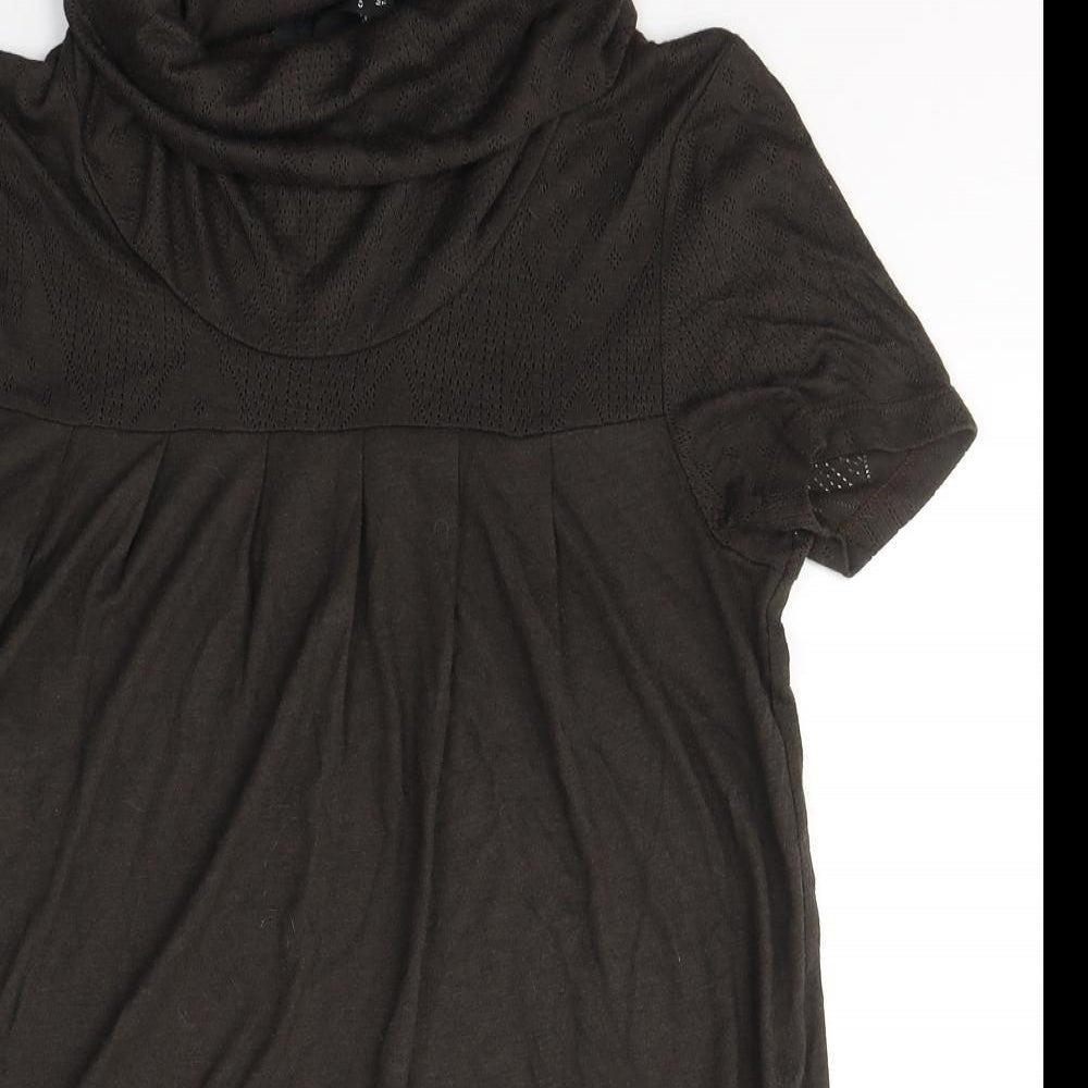 H&M Womens Brown  Viscose Jersey T-Shirt Size M Roll Neck