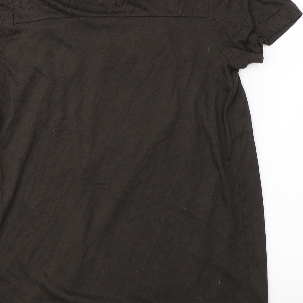 H&M Womens Brown  Viscose Jersey T-Shirt Size M Roll Neck