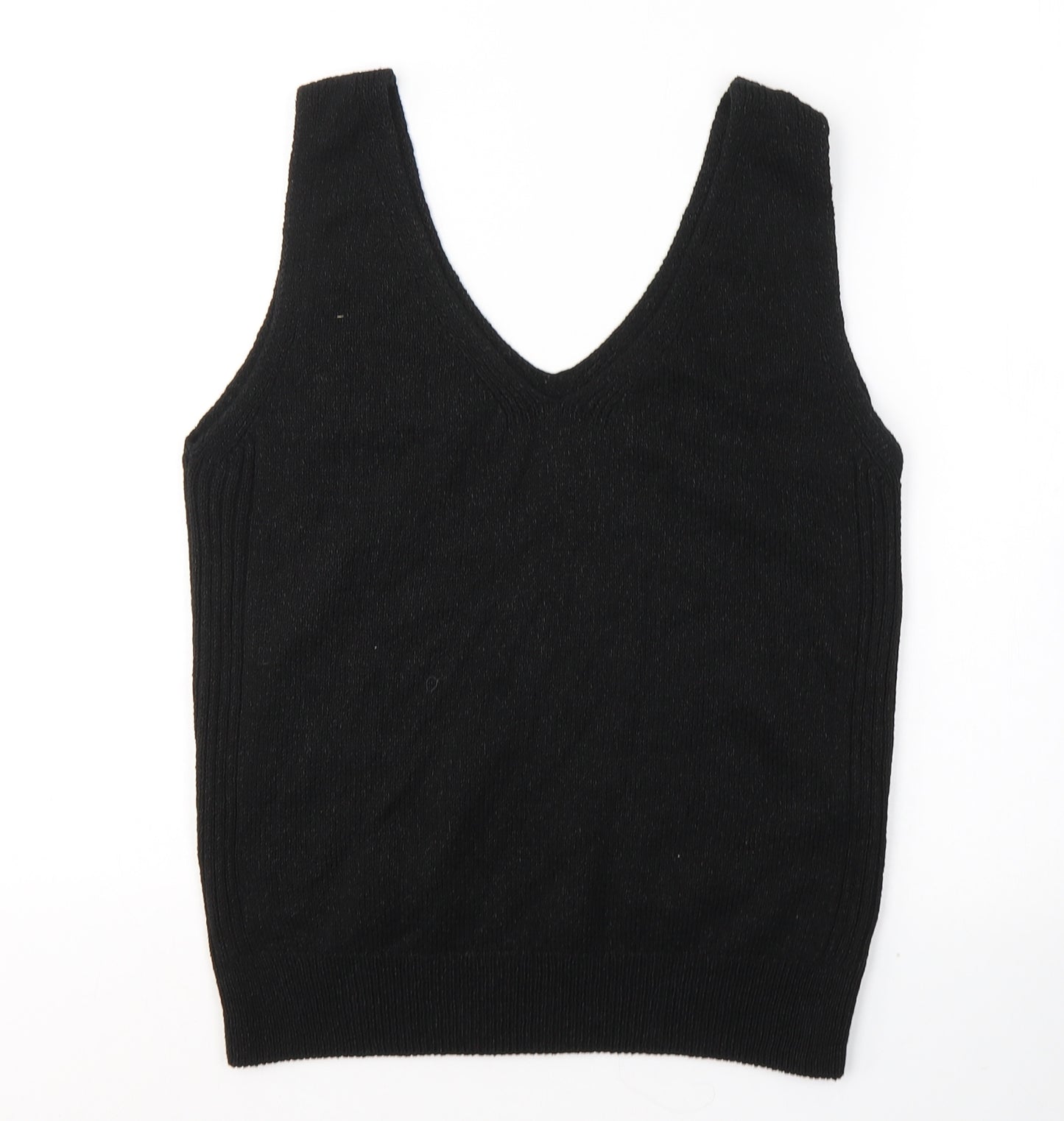 F&F Womens Black V-Neck  Acrylic Vest Jumper Size 12