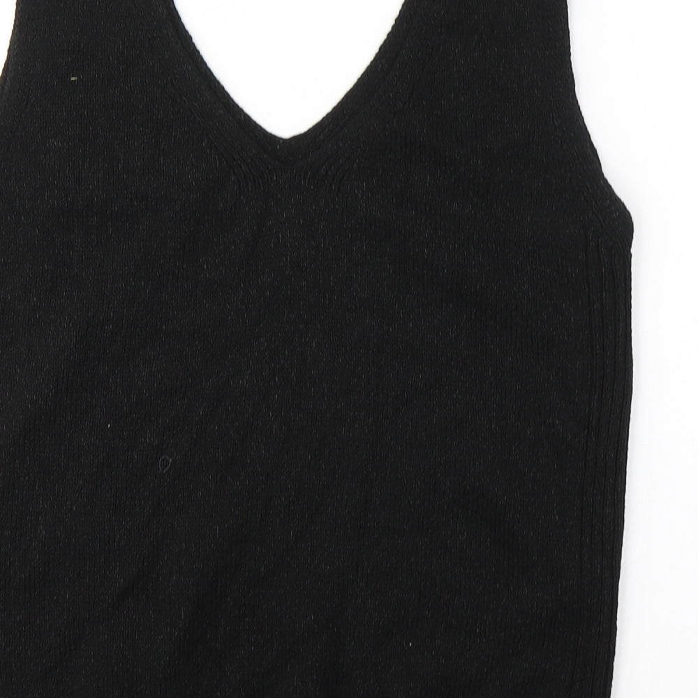 F&F Womens Black V-Neck  Acrylic Vest Jumper Size 12
