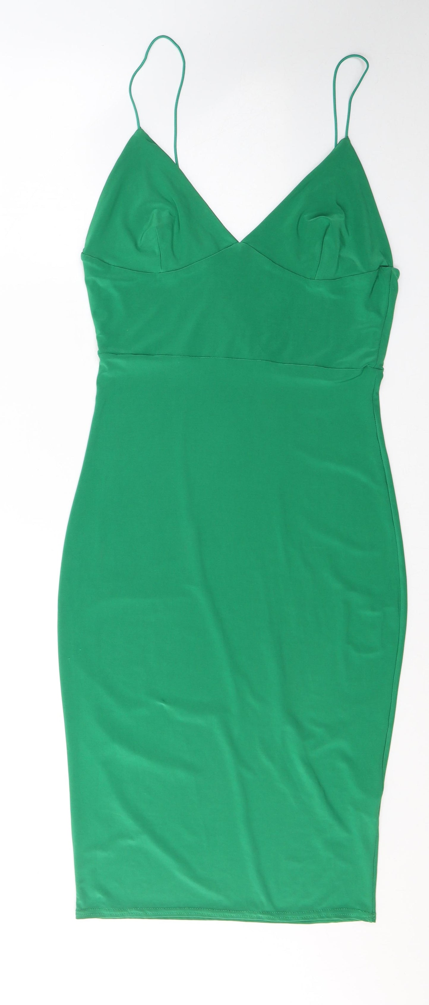 Club L Womens Green  Polyester Bodycon  Size 10  V-Neck Pullover