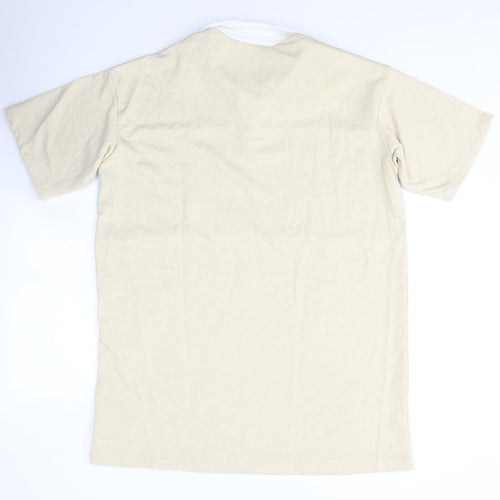 Divided by H&M Mens Beige Colourblock Cotton  Polo Size M Collared Pullover
