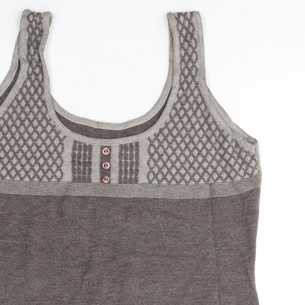 Per Una Womens Brown Round Neck Geometric Acrylic Vest Jumper Size 16