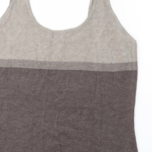 Per Una Womens Brown Round Neck Geometric Acrylic Vest Jumper Size 16