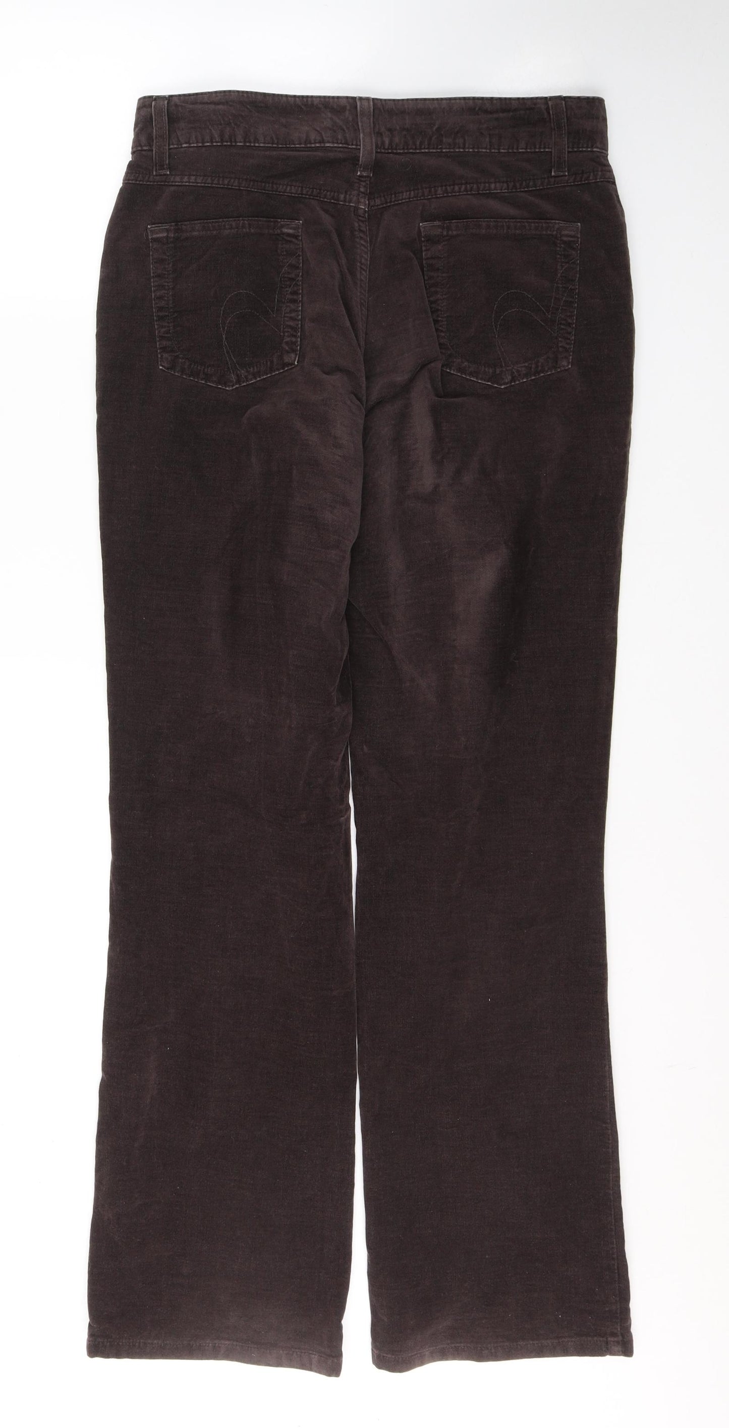 Per Una Womens Brown  Cotton Straight Jeans Size 12 L32 in Regular Button