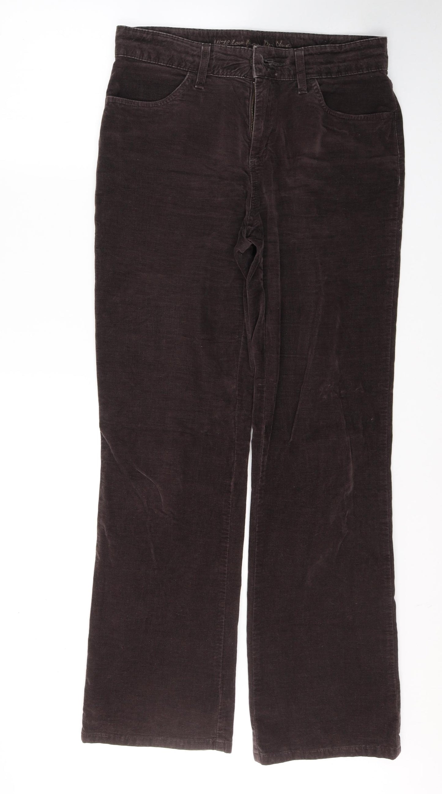 Per Una Womens Brown  Cotton Straight Jeans Size 12 L32 in Regular Button