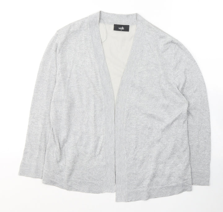 Wallis Womens Grey V-Neck Polyester Cardigan Jumper Size M