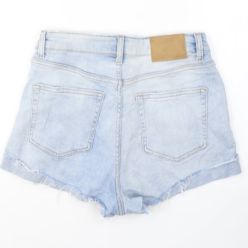 H&M Womens Blue  Cotton Hot Pants Shorts Size 10 L3 in Regular Button