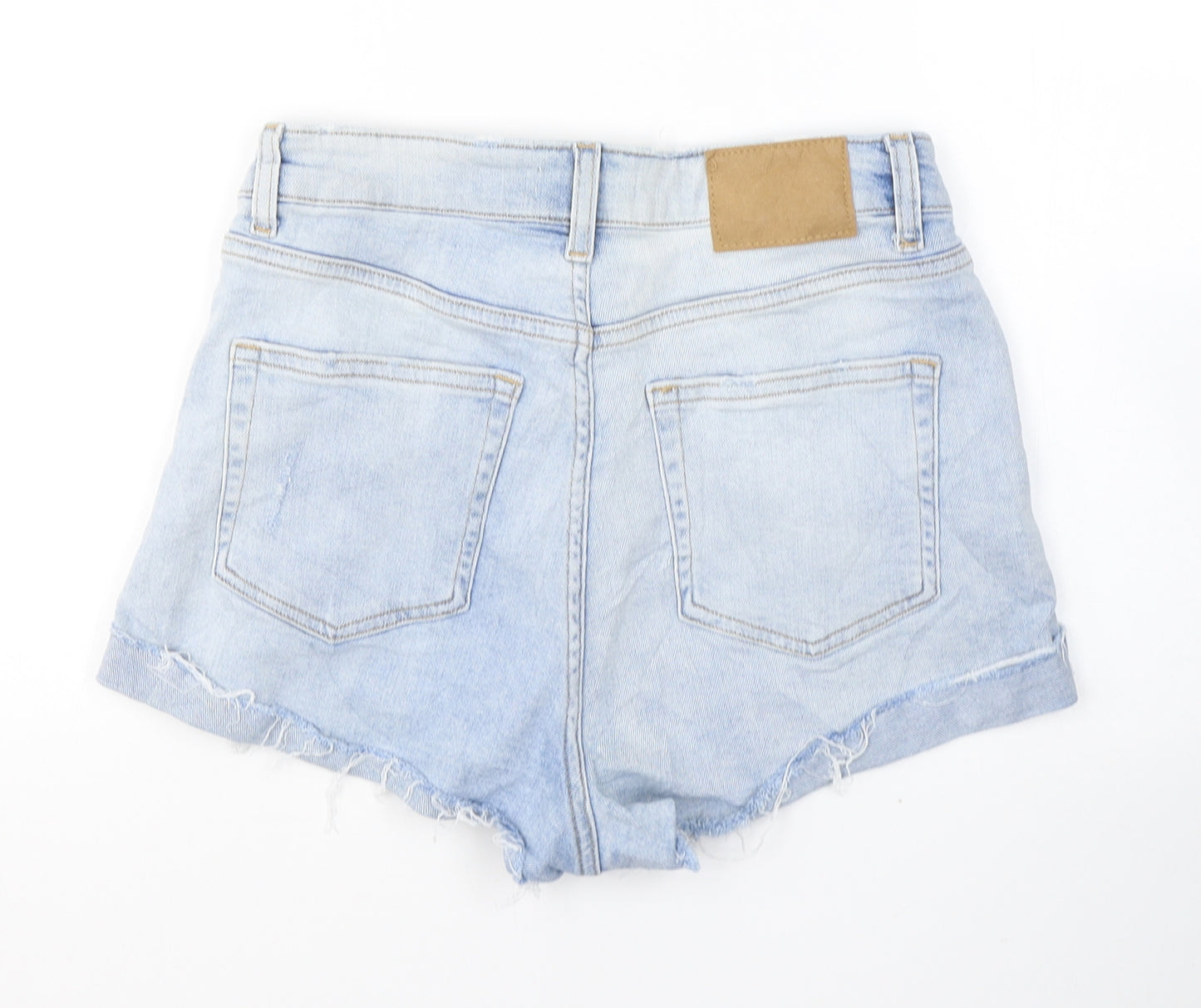 H&M Womens Blue  Cotton Hot Pants Shorts Size 10 L3 in Regular Button