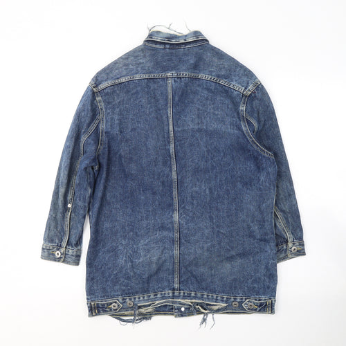 H&M Womens Blue   Jacket  Size 8  Button - ripped detail