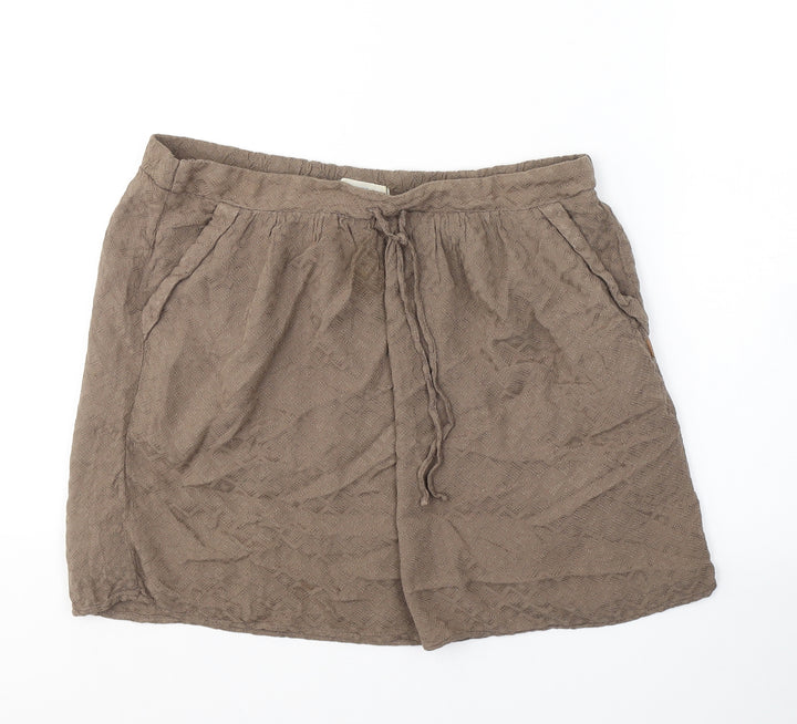 friday's project Womens Brown Geometric Cotton Swing Skirt Size S Tie