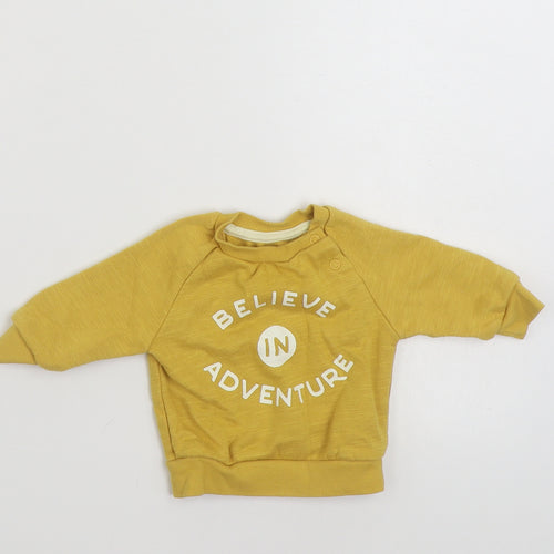 Primark Boys Yellow  Cotton Pullover Jumper Size 0-3 Months  Pullover - Believe in Adventure