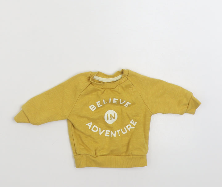 Primark Boys Yellow Cotton Pullover Jumper Size 0-3 Months Pullover - Believe in Adventure