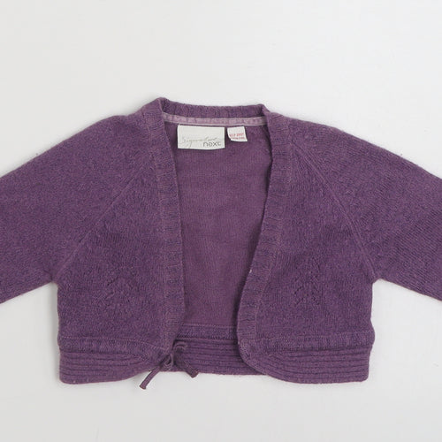 NEXT Girls Purple V-Neck  Wool Shrug Jumper Size 3 Years