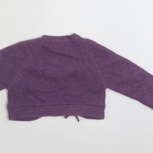 NEXT Girls Purple V-Neck  Wool Shrug Jumper Size 3 Years